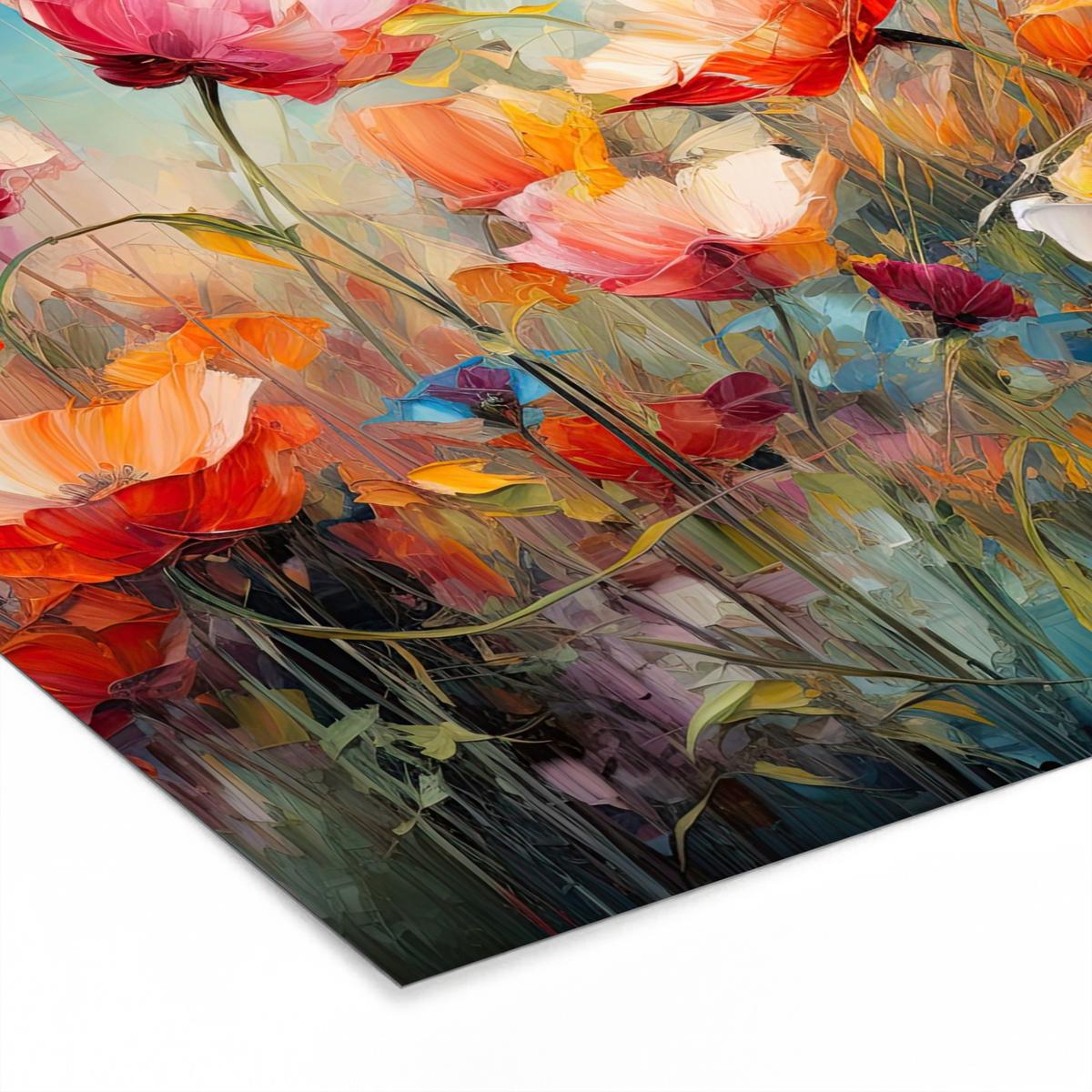 POSTER MIT RAHMENGERAHMTES BILD Blumen - Aquarell - Kunst - Botanisch - Natur 40x40 cm - Orange, Papier (40/40cm) - MuchoWow