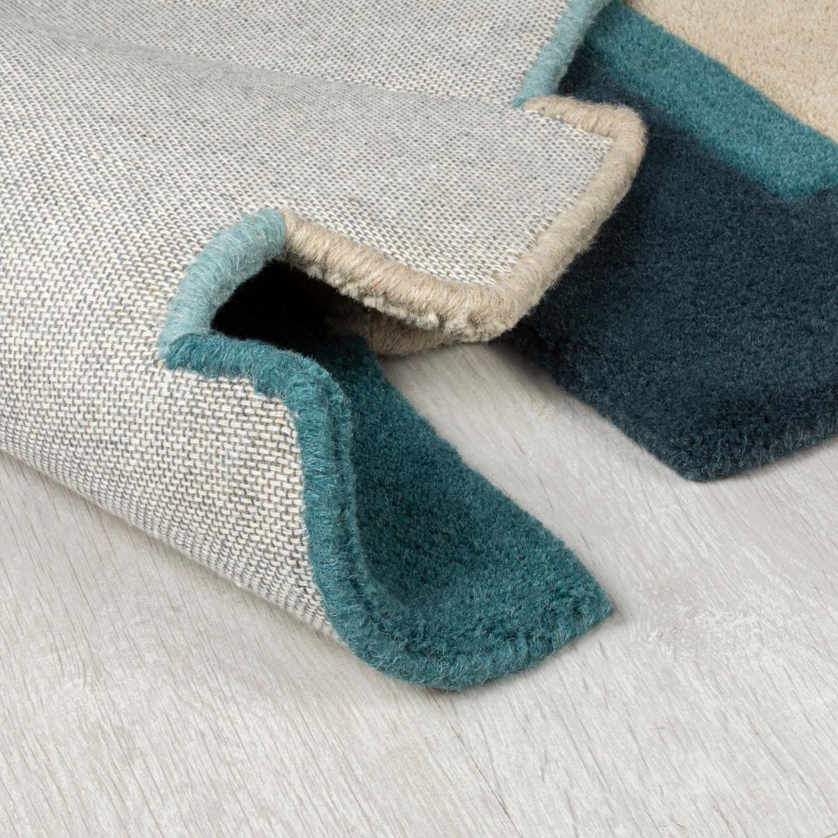 WOLLTEPPICH HALLEIN, geometrisch, Türkis, 150 x 240 cm - Blau, Textil (150/240cm) - KADIMA DESIGN