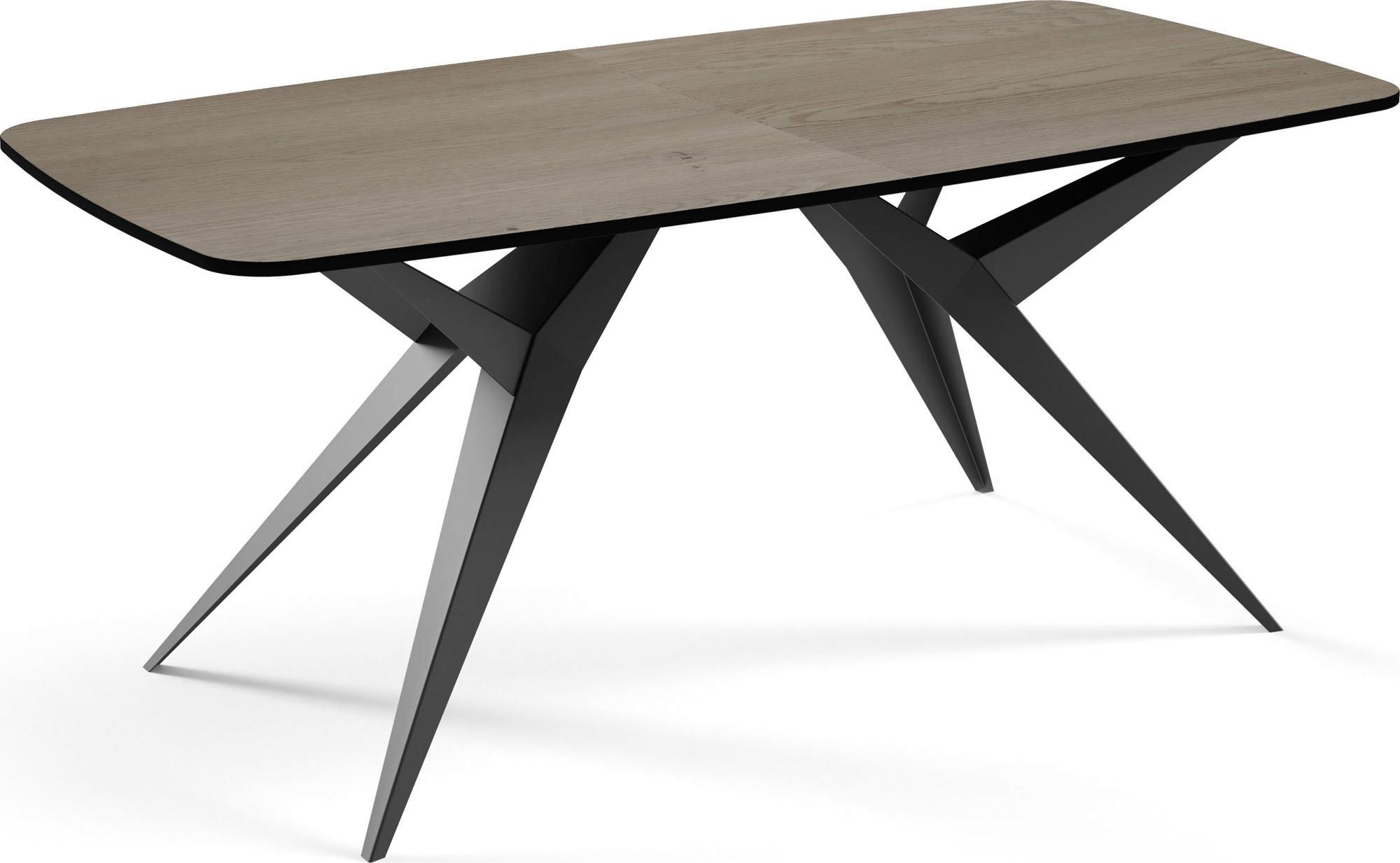 ESSTISCH Trax ausziehbar rechteckig oval, Braun 180-260/90/76 cm - Greige/Schwarz, Holzwerkstoff/Metall (90/256/76cm) - WFL GROUP