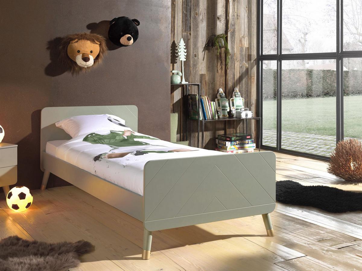 EINZELBETT Kamillah 204x74x95 aus MDF in Olive Grün - Grün, Holzwerkstoff (90/200cm) - 58aufmkessel