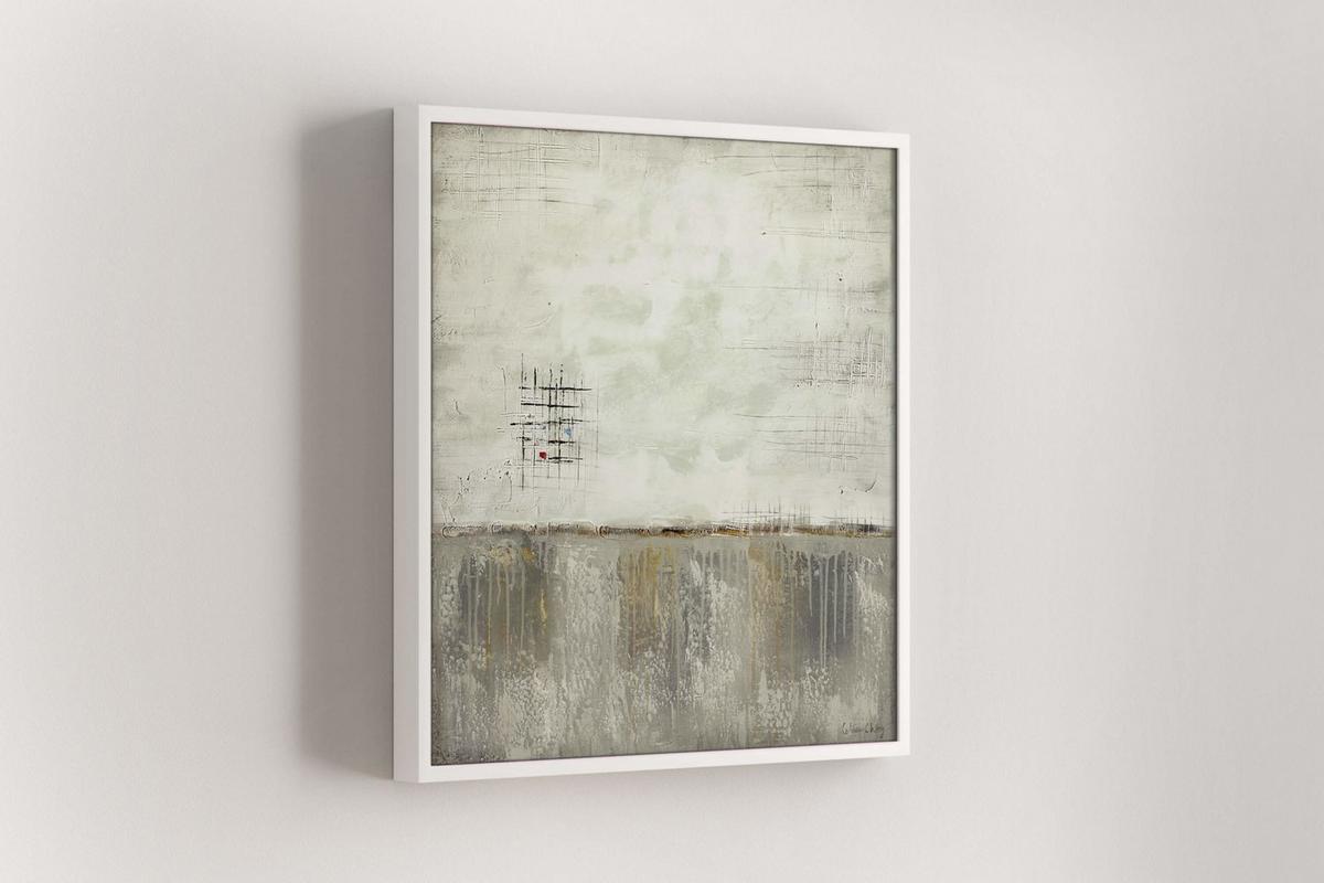 ACRYLBILD HANDGEMALT 80/80 cm - Beige/Grau, Holz/Textil (80/80cm) - KUNSTLOFT