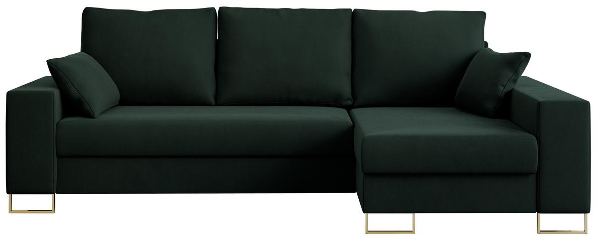 ECKSOFA Dorian Velvet Grün - Goldfarben/Grün, Textil/Metall (242/138cm) - MKS