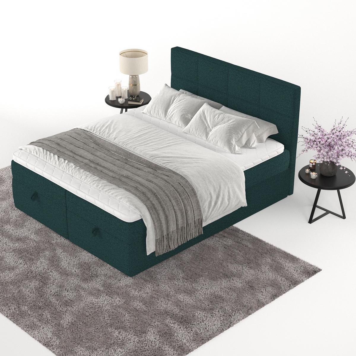 BOXBETT Velto 180/200 cm Grün im Riva Stoff - Schwarz/Grün, Holz/Holzwerkstoff (180/200cm) - AltaBeds