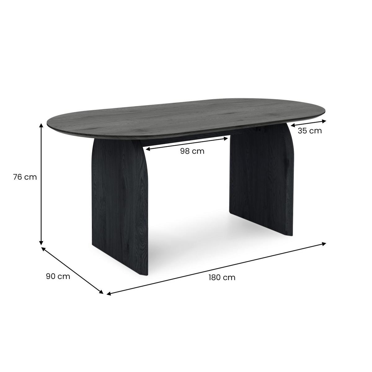 ESSTISCH MALA schwarz - Schwarz, Holzwerkstoff (90/180/76cm) - IDIMEX