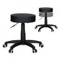 ARBEITSHOCKER Lederoptik 360° drehbar, höhenverstellbar, stabil, Schwarz 50x50x55 cm - Schwarz, Kunststoff/Textil (50/55/50cm) - KADIMA DESIGN