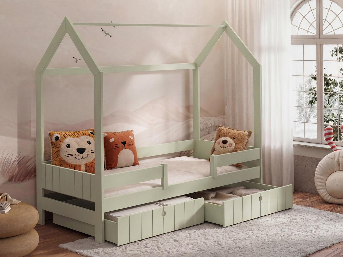 HAUSBETT Naomi - Olivgrün, Holz (90/200cm) - MIRJAN24