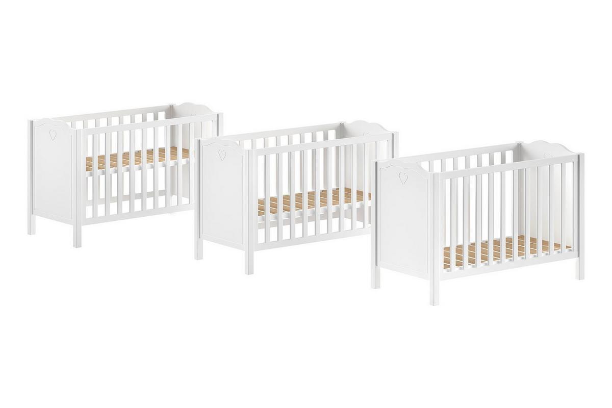 BABYBETT 60x120 Kamila Weiß Kiefer höhenverstellbar - Weiß, Holz (60/120cm) - 58aufmkessel