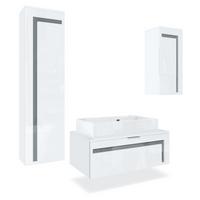 BADMÖBELSET Aloha Absetzungen in Grau Hochglanz - Grau, Holzwerkstoff (200/193/51cm) - Vladon