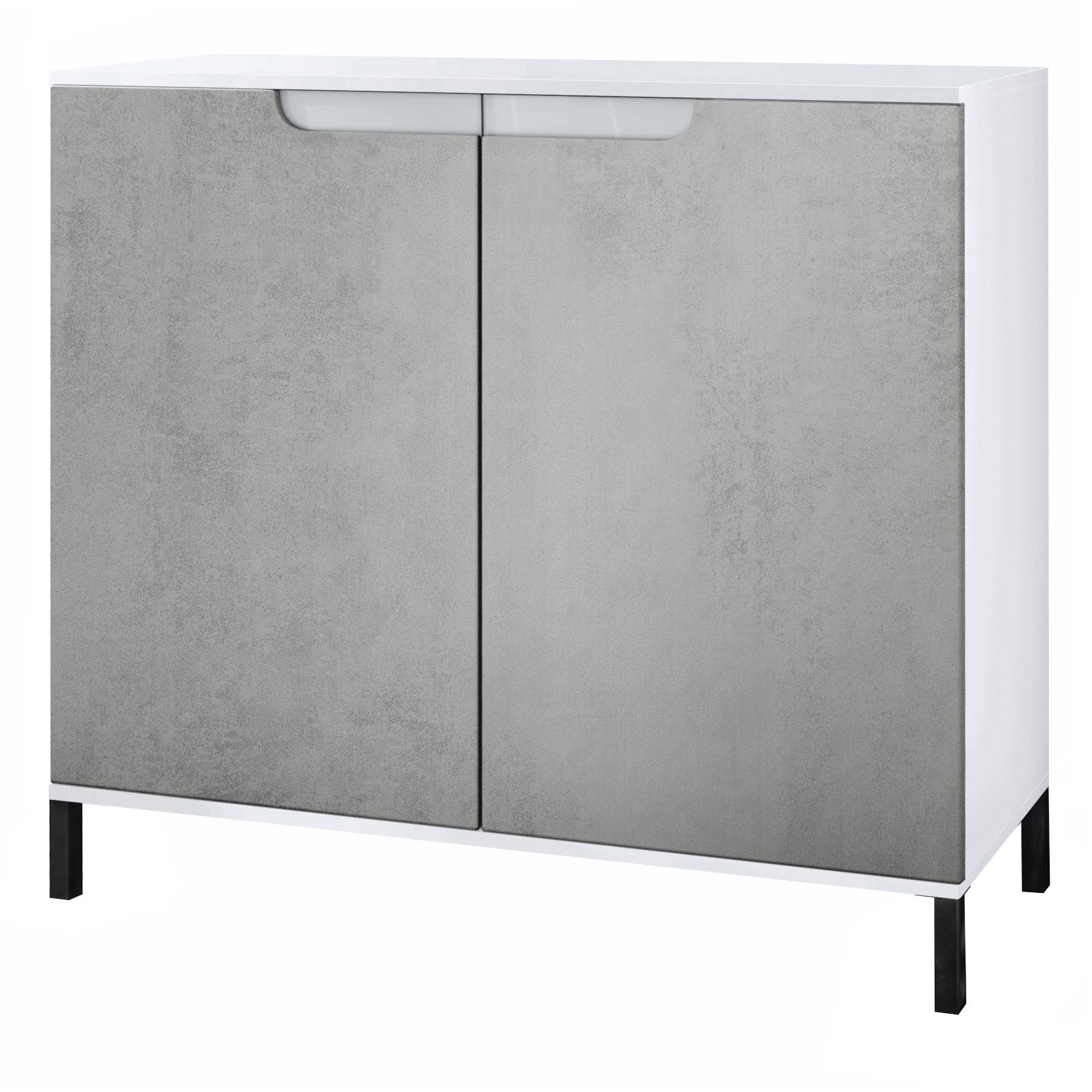KOMMODE Sylt Beton Oxid Optik - Hellgrau, Holzwerkstoff (92.5/83.5/35cm) - Vladon