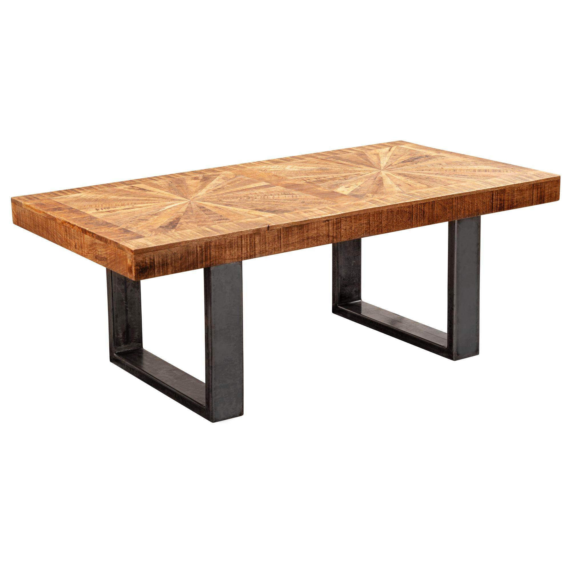 COUCHTISCH Mango Massivholz in Braun, Industrial Design, 105x40x55 cm - Schwarz/Braun, Holz/Metall (105/55/40cm) - KADIMA DESIGN