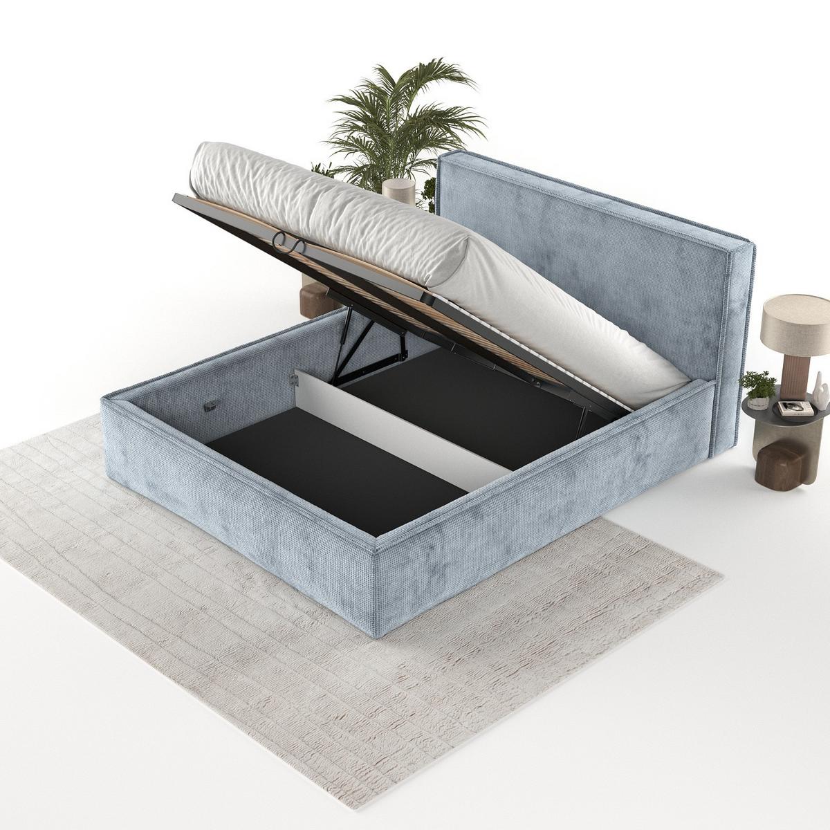 POLSTERBETT Sato mit Stauraum 160/200 cm Hellblau im Bonita Stoff - Schwarz/Naturfarben, Holz/Holzwerkstoff (160/200cm) - AltaBeds