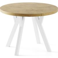 ESSTISCH Twixy XXL groß rund oval ausziehbar, Eiche Hell Braun 100-250/100/76 cm - Eichefarben/Weiß, Holz/Holzwerkstoff (100/250/76cm) - WFL GROUP