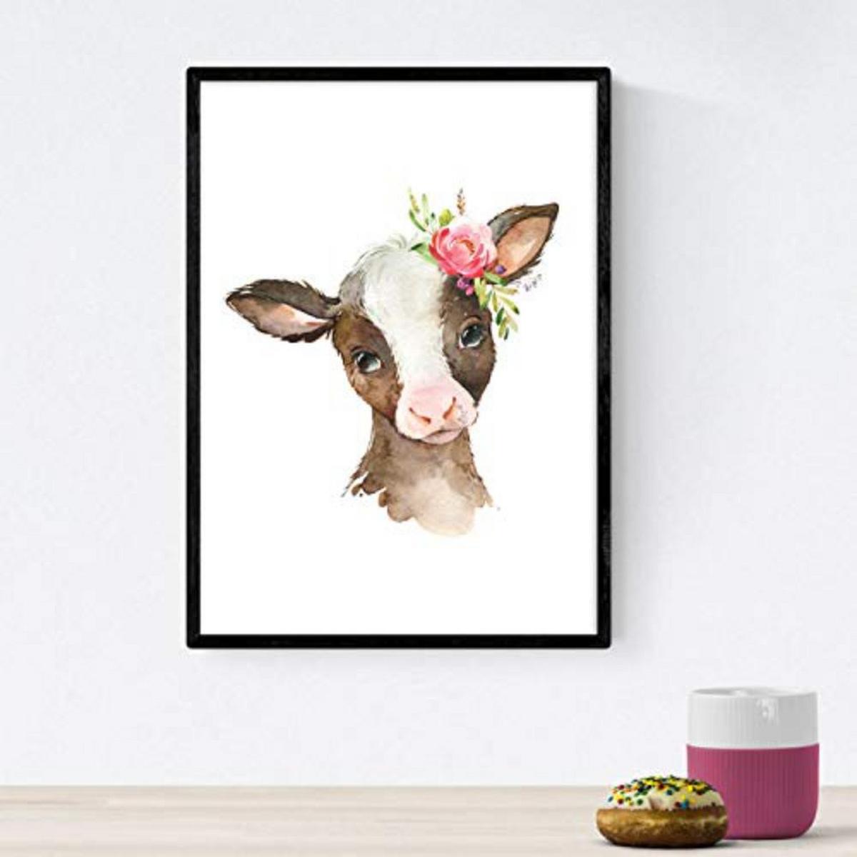 POSTER Set mit 4 Leopard Duck Kuh und Pferd A3 Rahmenlos - Klar, Papier (29.7/3cm) - Nacnic