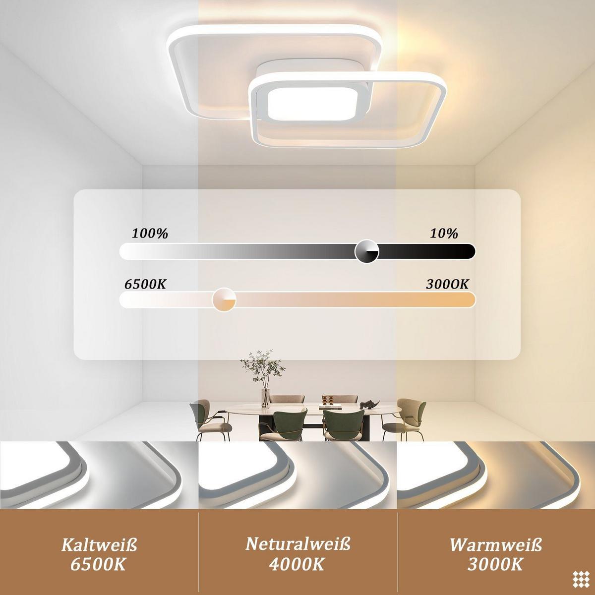 LED-DECKENLEUCHTE Schildhag 50.0/4.7/38.79 cm - Weiß, Metall (38.79/50/4.7cm) - ZMH