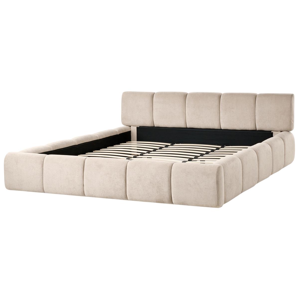BETT mit Lattenrost 180/200 cm Stoff Taupe Orville - Taupe, Textil (180/200cm) - Beliani