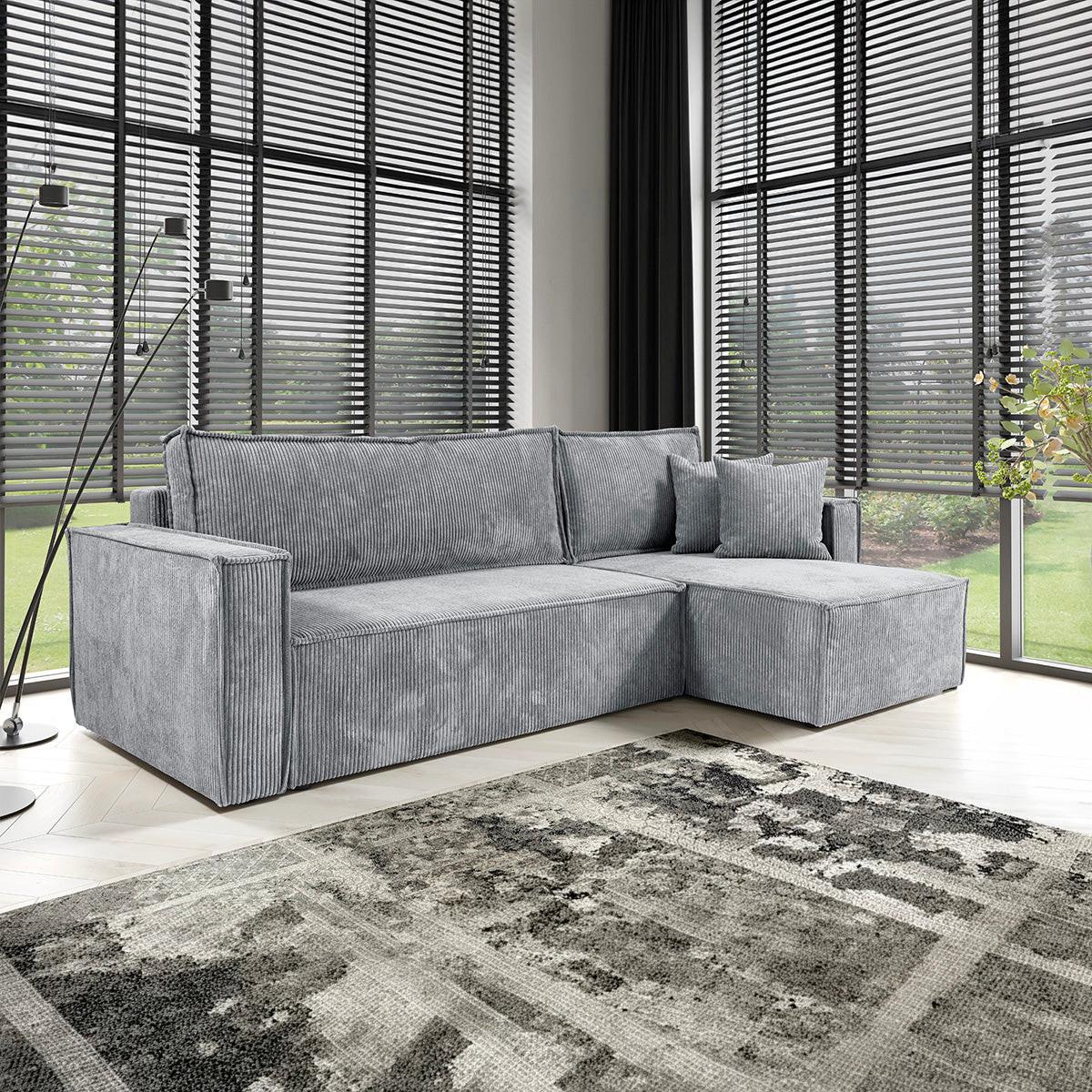 ECKSOFA Ezekiel 3 Sitzplätze Hellgrau - Grau, Holz (236/145cm) - Petits-meubles