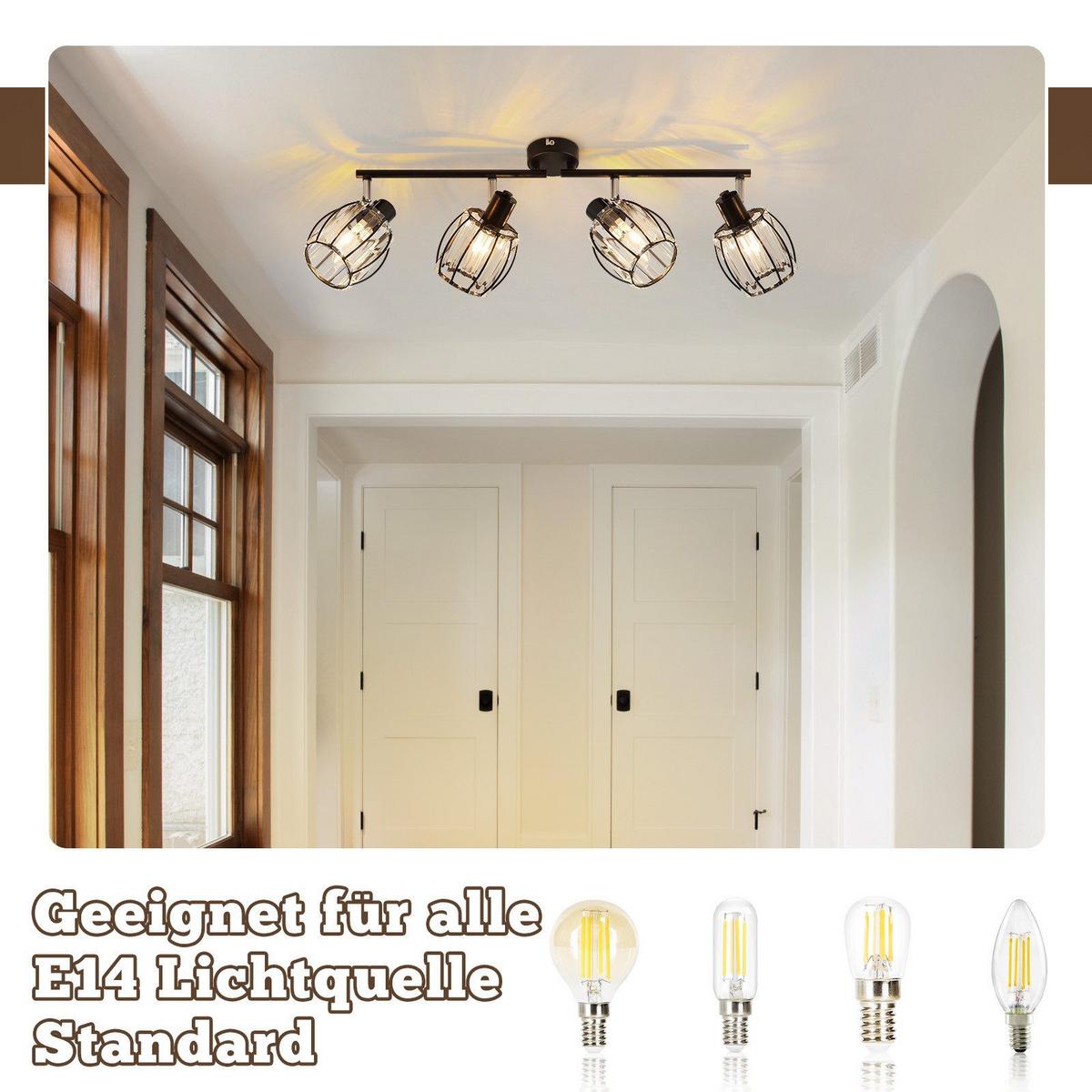 DECKENSTRAHLER Leopold 4-flammig 60/16/21cm - Schwarz, Metall (60/16/21cm) - Nettlife