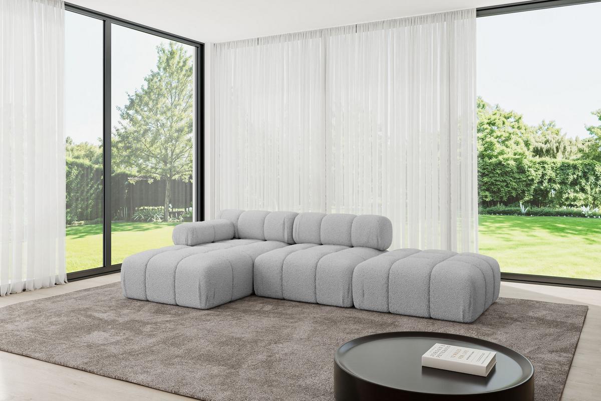 ECKSOFA modulares Sofa Lizur-L1 - 285x160x70 cm Hellgrau Bouclé - Hellgrau, Holzwerkstoff/Textil (285/160cm) - ALTDECOR