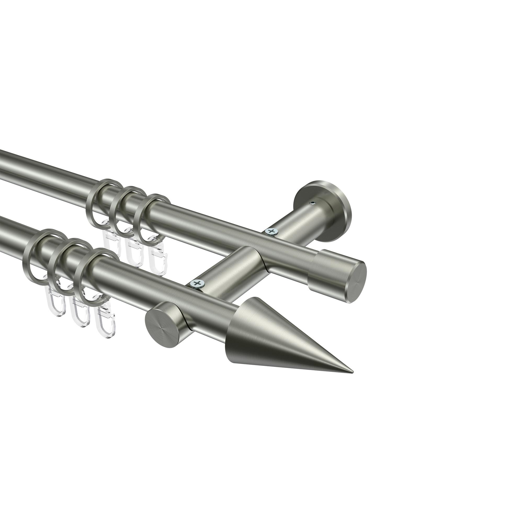 GARDINENSTANGE Platon Savio 400 cm (geteilt in 2 x 200 cm), 2-läufig, 20 mm Ø Edelstahl-Optik - Edelstahlfarben, Metall (400cm) - INTERDECO