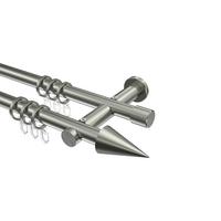 GARDINENSTANGE Platon Savio 400 cm (geteilt in 2 x 200 cm), 2-läufig, 20 mm Ø Edelstahl-Optik - Edelstahlfarben, Metall (400cm) - INTERDECO