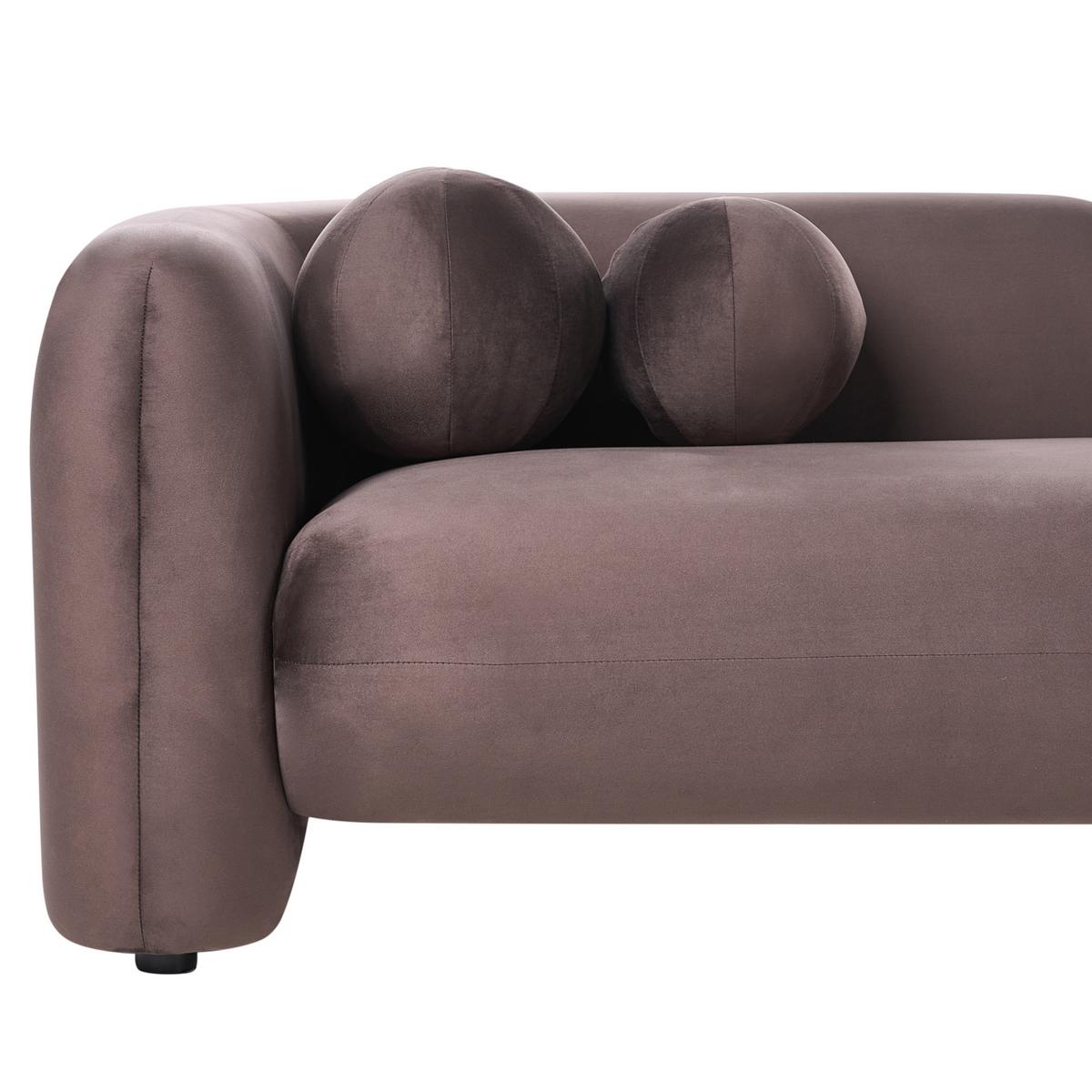 3-SITZER-SOFA Samtstoff Dunkelbraun Leiren - Dunkelbraun, Textil (224/68/87cm) - Beliani