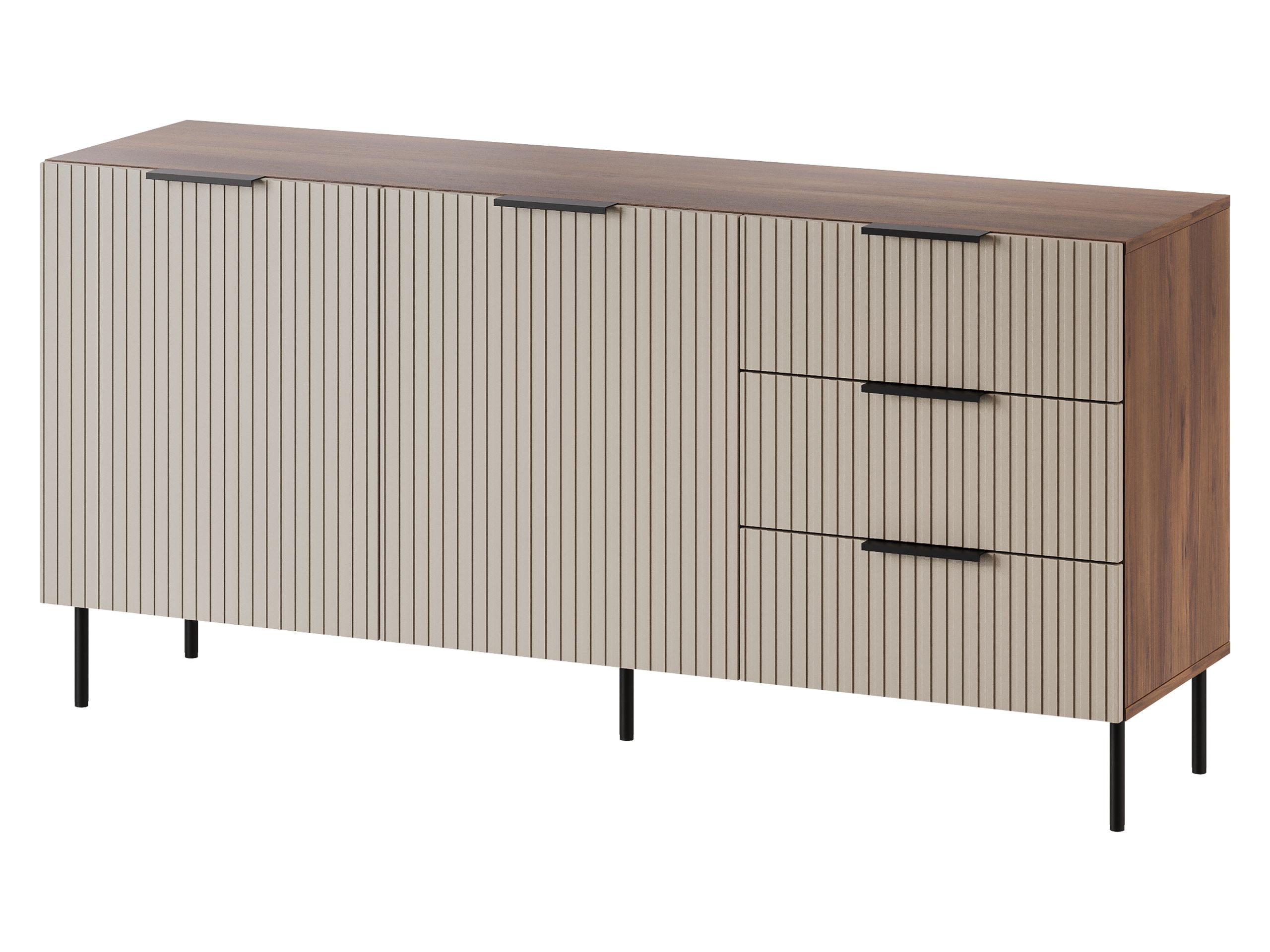 SIDEBOARD Almera 01 - Kaschmir/Nussbaumfarben, Holzwerkstoff/Metall (156/76/42cm) - MIRJAN24