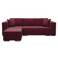 ECKSOFA L Form Vinoria Bordeaux 255/180/82 cm Links mit Schlaffunktion - Chromfarben/Bordeaux, Textil/Metall (180/255cm) - AX Living