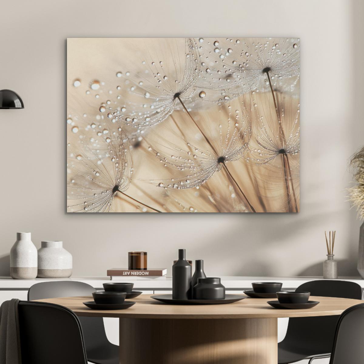 AKUSTIKBILD Löwenzahn - Abstrakt - Natur - Beige Gemälde 80x60 cm - Braun, Kunststoff (80/60/0.9cm) - MuchoWow