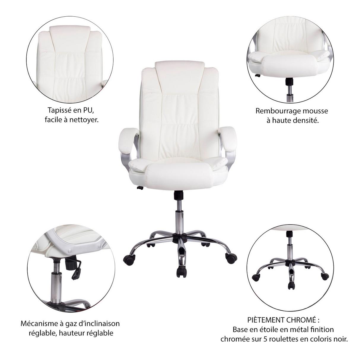 DREHSTUHL Karen Weiß - Weiß, Fell (68/110/72cm) - VS Venta-stock