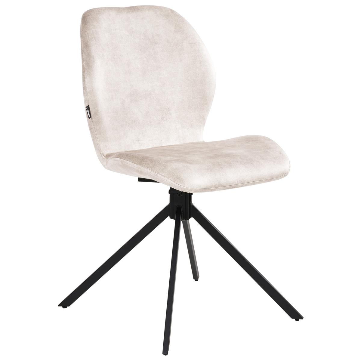 ESSZIMMERSTUHL 4er Set drehbar Samtstoff Hellbeige Morrison - Beige/Schwarz, Textil/Metall (50/86/56cm) - Beliani