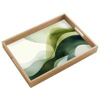 TABLETT Wellen - Abstrakt - Hellgrün - Ornamental 50x35 cm - Grün, Holz (50/5/5cm) - OnlyWow