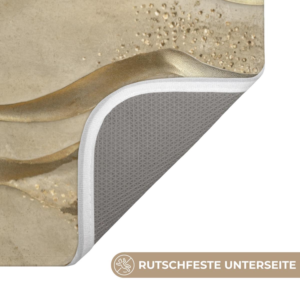 BADEMATTE Wellen - Muster - Gold 60x90 cm - Messingfarben, Textil (60/90cm) - OnlyWow