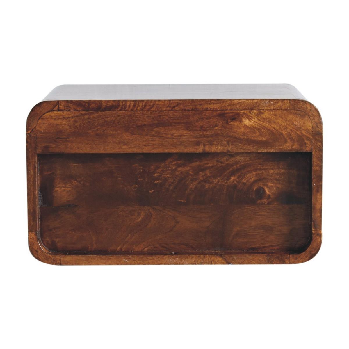 NACHTTISCH Levitate, Wandmontiert, 1 Schublade, 1Offenes Fach , Braun - Kastanienfarben/Messingfarben, Holz/Metall (45/25/32cm) - Artisan Furniture