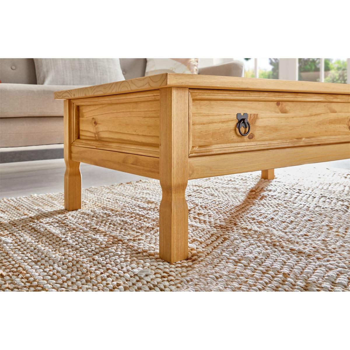 MEXICO MÖBEL COUCHTISCH TEQUILA gebeizt/gewachst - Kieferfarben, Holz (65/100/37cm) - IDIMEX