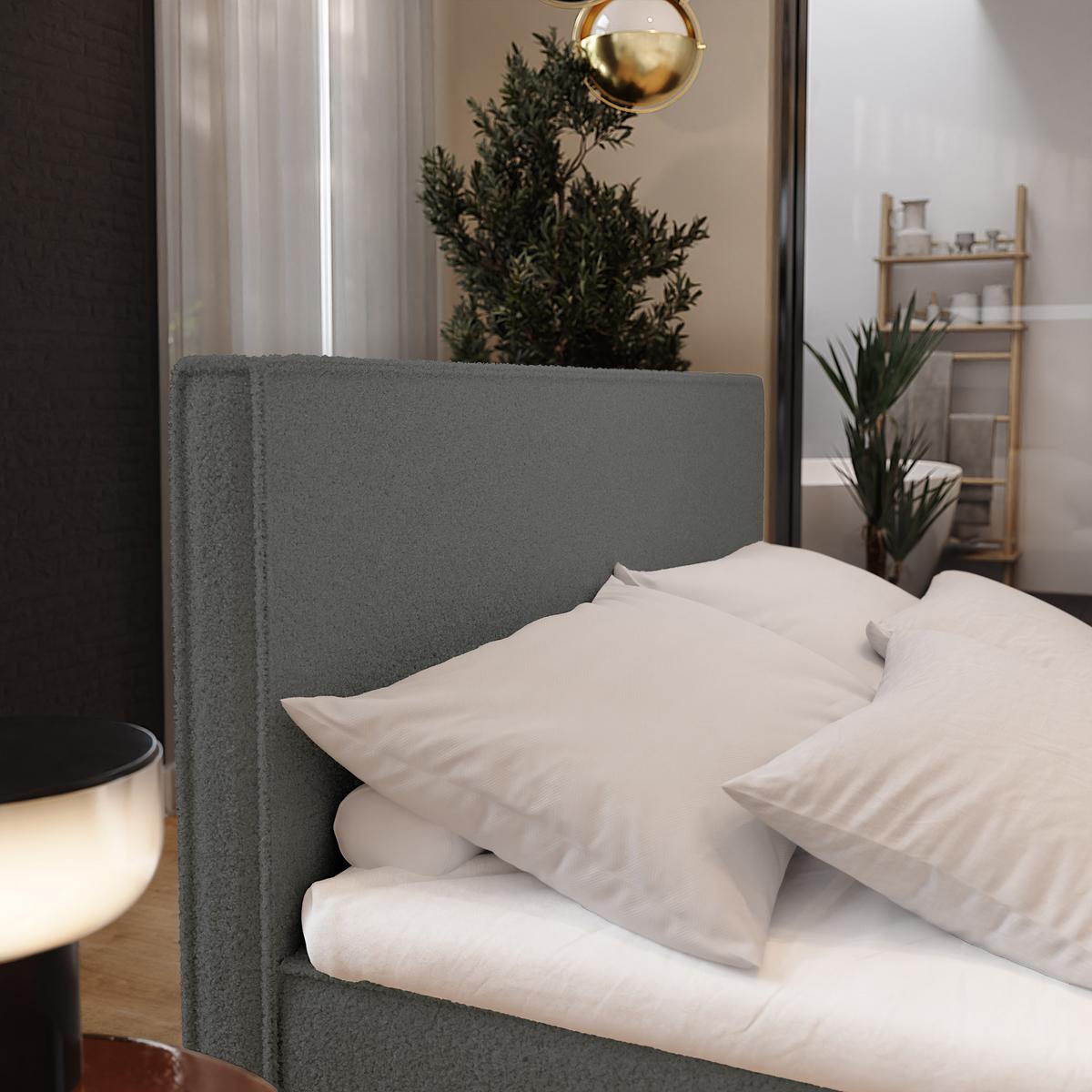 BOXBETT PELLIO 180x200 cm mit Matratze und Topper - Grau - Grau, Holz (180/200cm) - MASSENO
