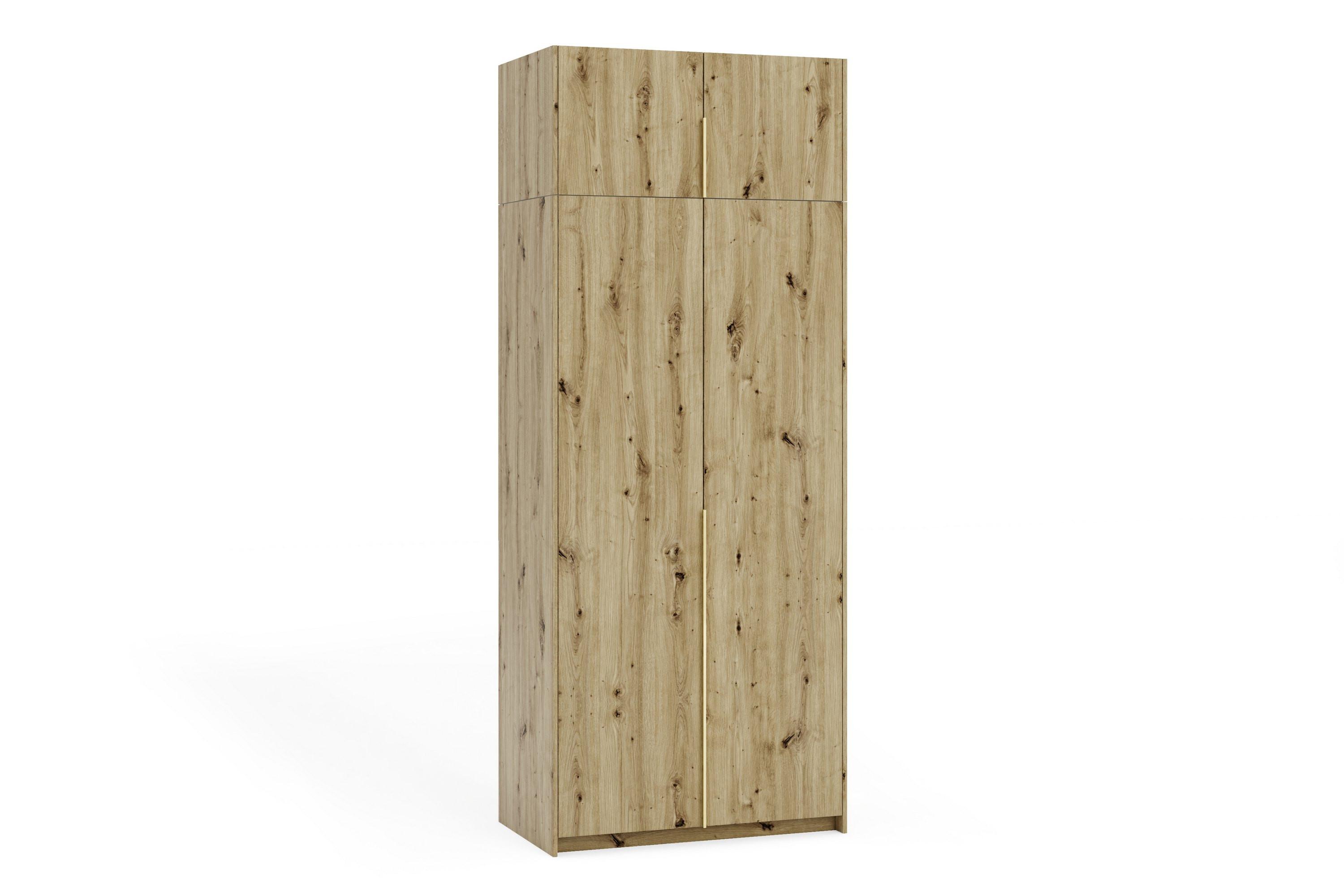 DREHTÜRENSCHRANK AMARA 100/250/58cm 2-türig Eiche Artisan - Goldfarben/Eiche Artisan, Holzwerkstoff (100/250/58cm) - MASSENO