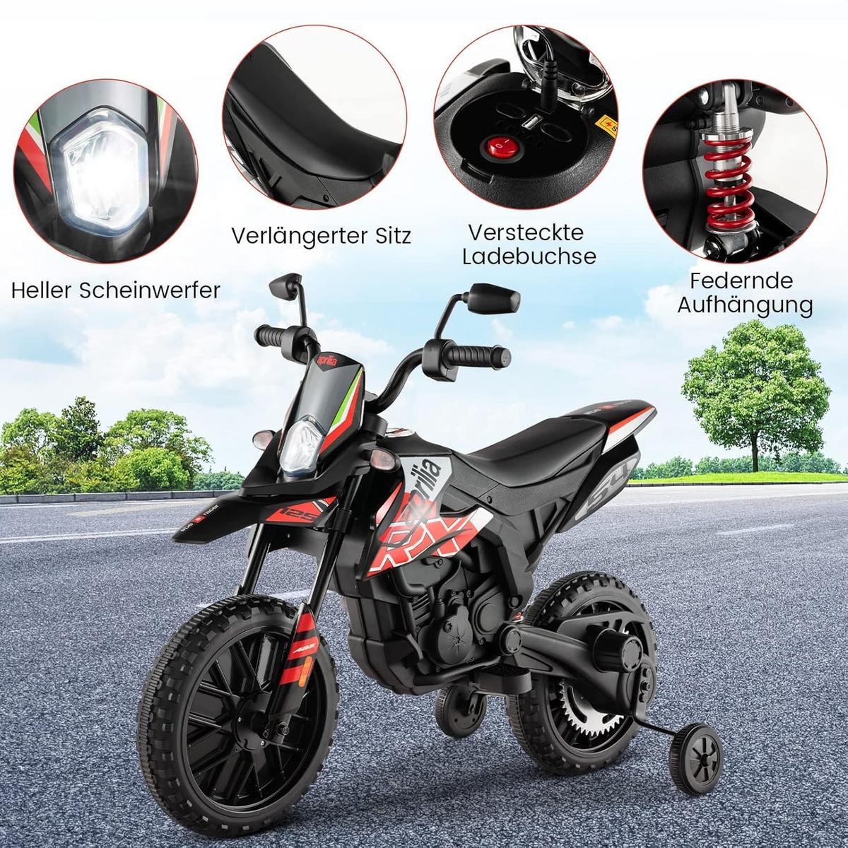 MOTORRAD 12V Kinder Elektro Rot - Rot, Kunststoff (56/106.5/80cm) - COSTWAY