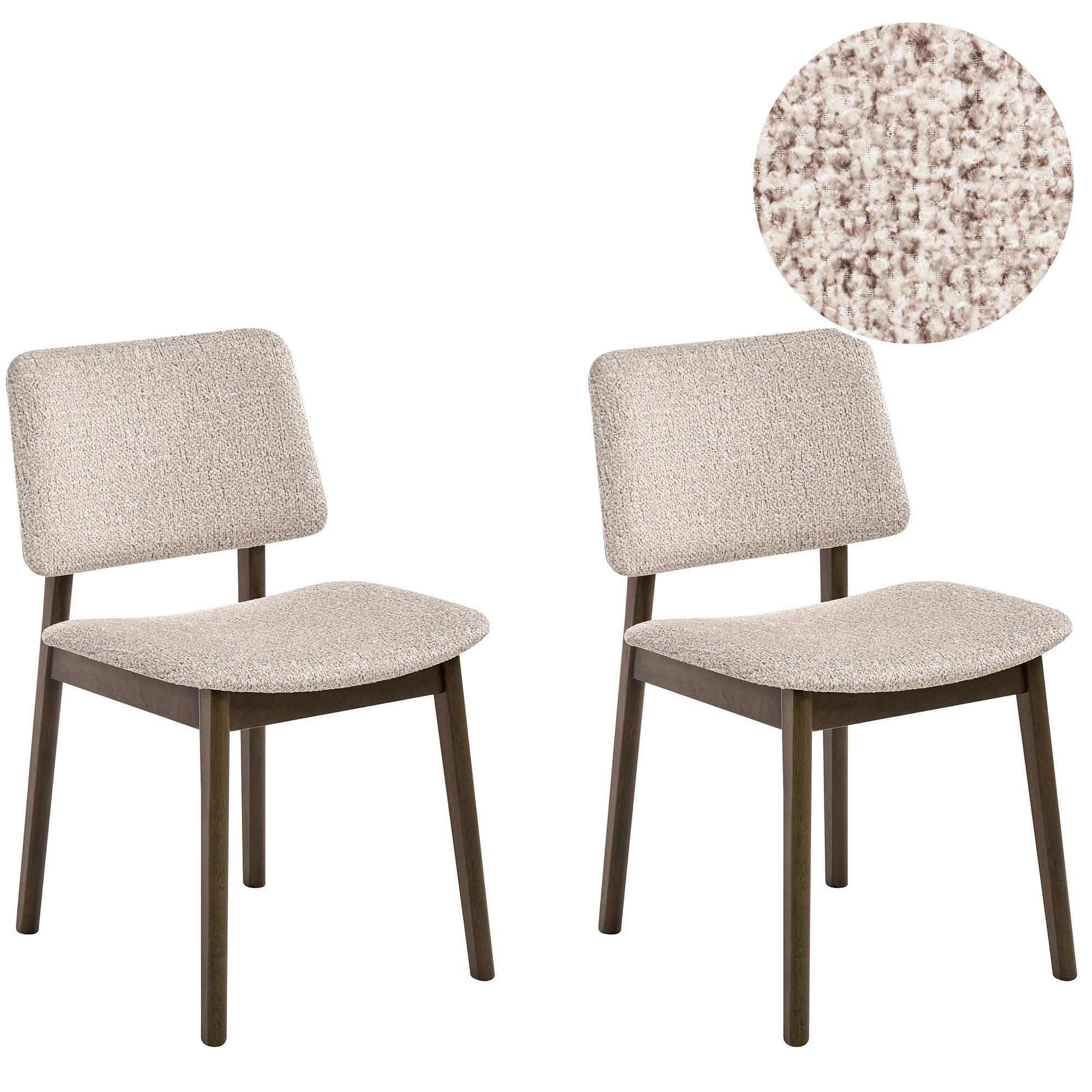 ESSZIMMERSTUHL 2er-Set Bouclé Dunkelbraun/Taupe Blane - Taupe, Holz (48/79/52cm) - Beliani