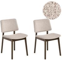 ESSZIMMERSTUHL 2er-Set Bouclé Dunkelbraun/Taupe Blane - Taupe, Holz (48/79/52cm) - Beliani