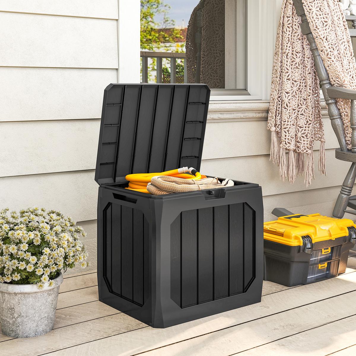 GARTENBOX 121 Liter aus Kunststoff Wasserdicht Kissenbox mit Griffmulden - Schwarz, Kunststoff (45/53/56cm) - Outsunny