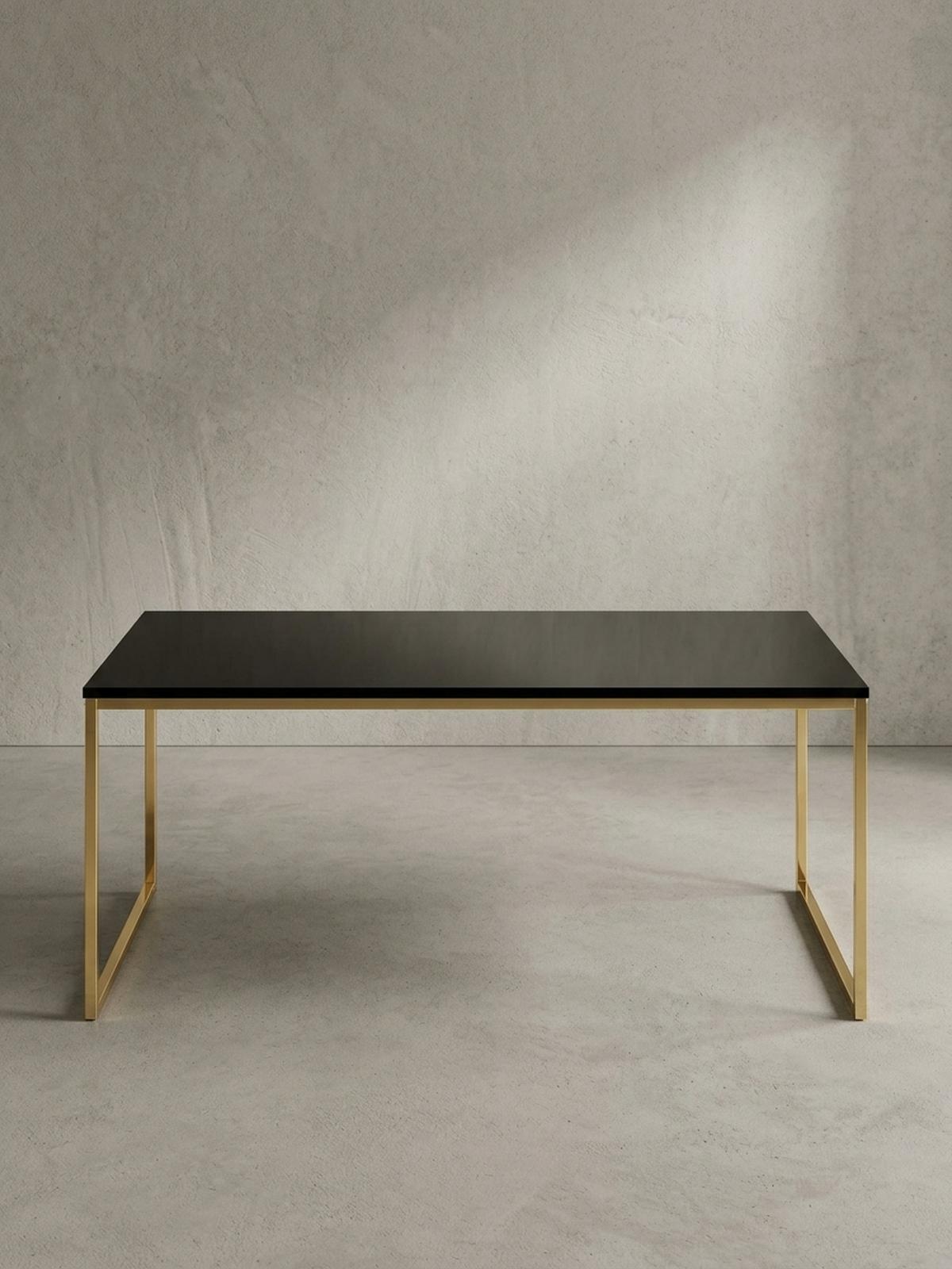 COUCHTISCH RIVA, Schwarz, Metall und Holz, Filigrane Beine, Maße 120x45x60 cm - Goldfarben/Schwarz, Holz/Metall (60/120/45cm) - KADIMA DESIGN