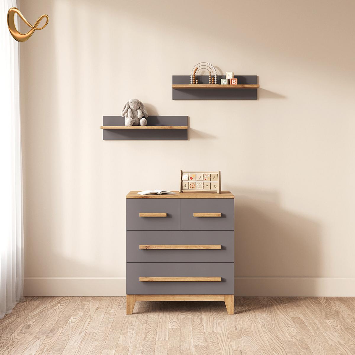 KOMMODE Mailo Grau/Artisan 80 x 88 cm mit 4 Schubladen - Eiche Artisan/Grau, Holzwerkstoff (80/88/53.4cm) - Livinity®