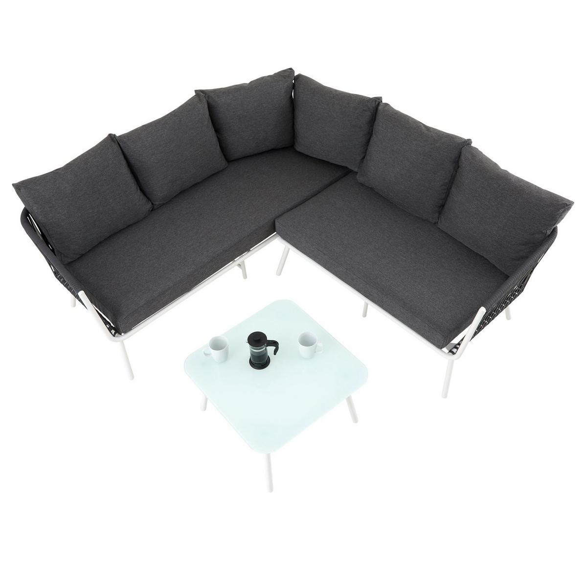 GARTENMÖBEL-SET JAKARTA - Weiß/Grau, Metall - IDIMEX