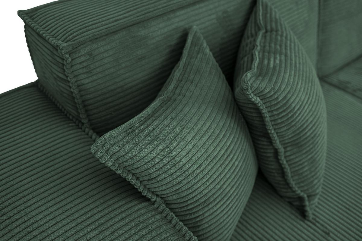 ECKSOFA Hana Loft 3-Sitzer Ecke Links, Cordstoff Chenille, Dunkelgrün 241/80/168 cm - Dunkelgrün/Schwarz, Textil/Metall (241/168cm) - WFL GROUP
