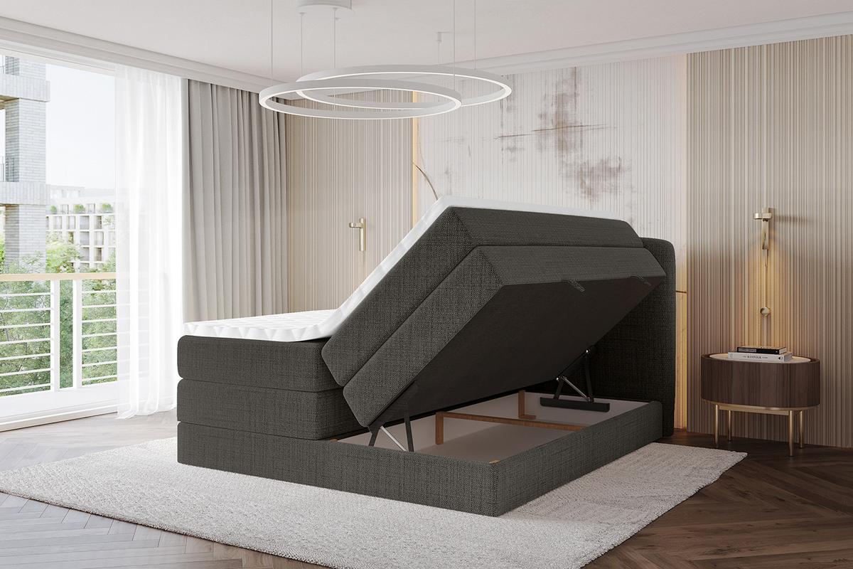 BOXBETT mit Matratze H3|H4 - NINA KING - 200x200 cm - Grau - Grau, Holzwerkstoff (200/200cm) - ALTDECOR