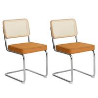 ESSZIMMERSTUHL 2er set stoff rattan verchromtes gestell freischwinger - Orange, Textil (53/84.6/46.4cm) - Urban Meuble