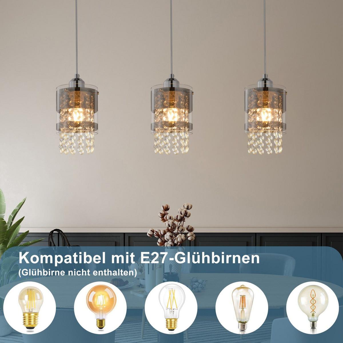 PENDELLEUCHTE Hoch 3-flammig 63/17/19 cm - Schwarz, Glas (63/17/19cm) - Nettlife