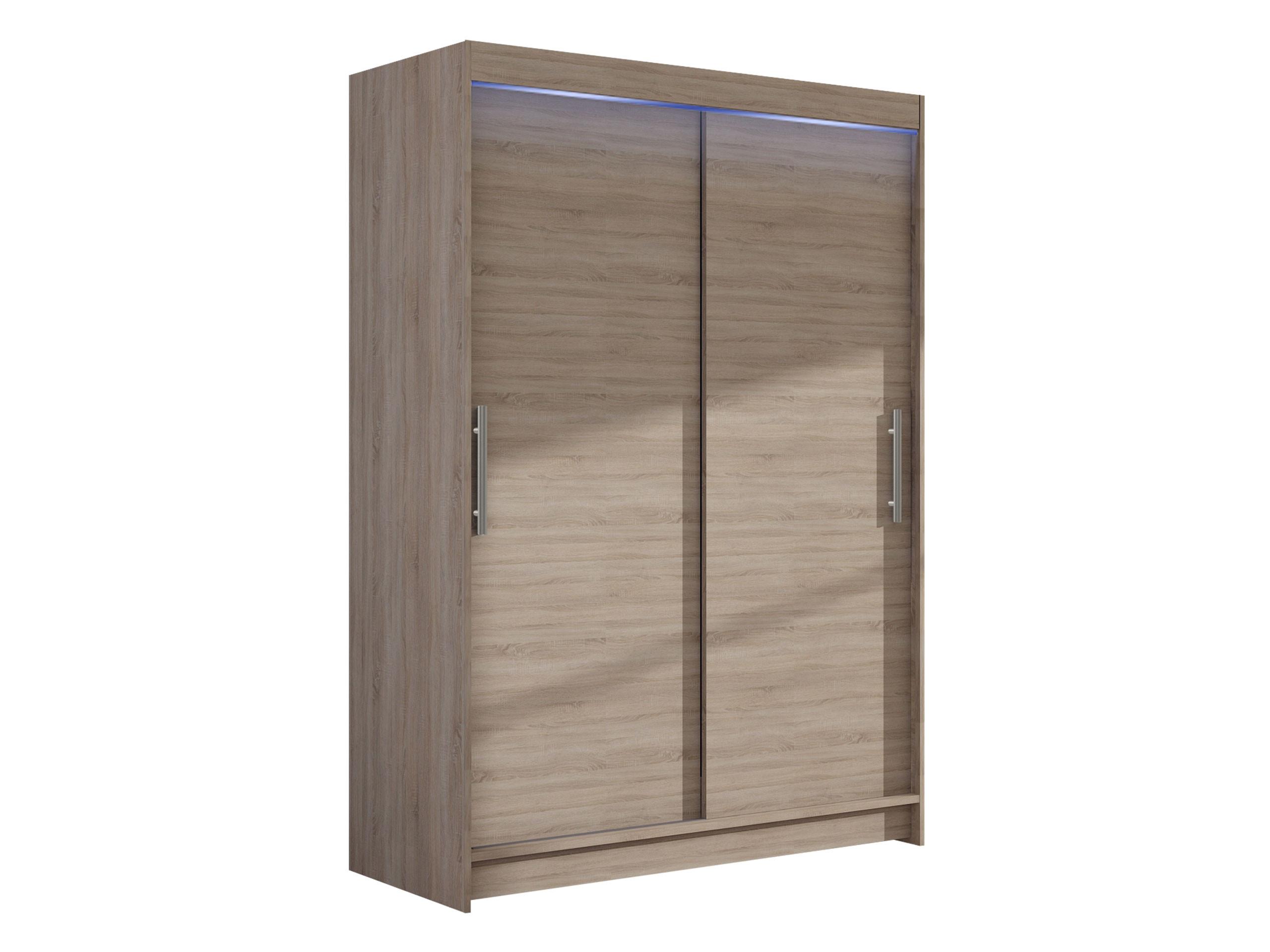 KLEIDERSCHRANK Miami I, mit RGB LED Beleuchtung - Silberfarben/Trüffeleichefarben, Holzwerkstoff/Kunststoff (120/200/58cm) - MIRJAN24