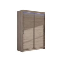 KLEIDERSCHRANK Miami I, mit RGB LED Beleuchtung - Silberfarben/Trüffeleichefarben, Holzwerkstoff/Kunststoff (120/200/58cm) - MIRJAN24
