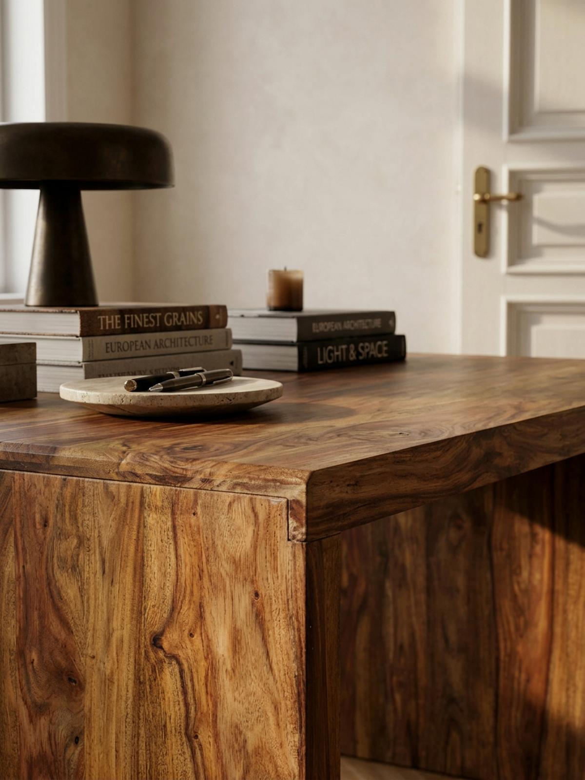 SCHREIBTISCH Massivholz Stauraum Abgerundete Ecken, Braun 120x60x76 cm - Braun, Holz (60/120/76cm) - KADIMA DESIGN